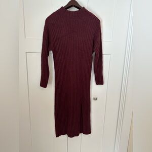 Aerie Deep Red Long Sleeve Ribbed Sweater Dress NWT L